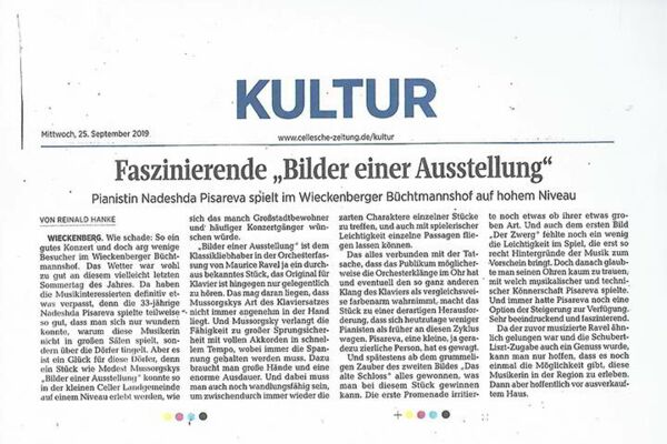 Weltklassik mit Nadeshda Pisareva - Bericht aus der Celleschen Zeitung - 25.09.2019