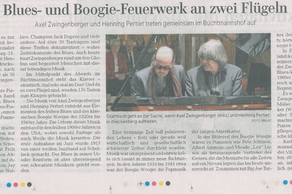Boogie Woogie auf dem Büchtmannshof - Axel Zwingenberger & Henning Pertiet - Bericht aus der Celleschen Zeitung - 02.01.2026